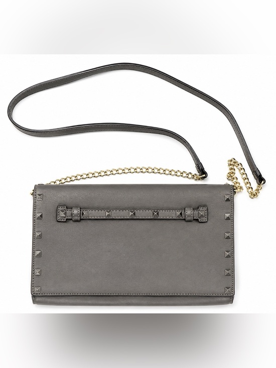 Neiman Marcus Handbags - Neiman Marcus Grey Studded Crossbody Clutch Purse Chain Strap Envelope Bag